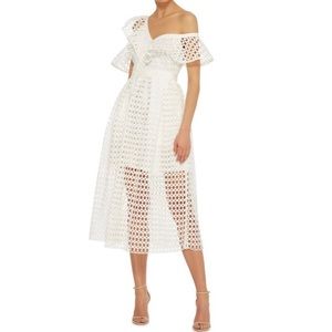 Self Portrait Lace Asymmetric Cold Shoulder Dress